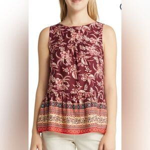 beachlunchlounge Kaylee Sleeveless Floral Peplum Top NWT Women’s Size L